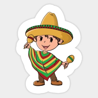 Cinco De Mayo Kids Shirt, Mexican Boy Maracas Sticker